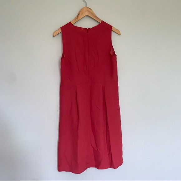 Ann Taylor Loft  Dress Size 6 US Coral Red High Scoop Neckline‎ Pleating NWT - Picture 7 of 9
